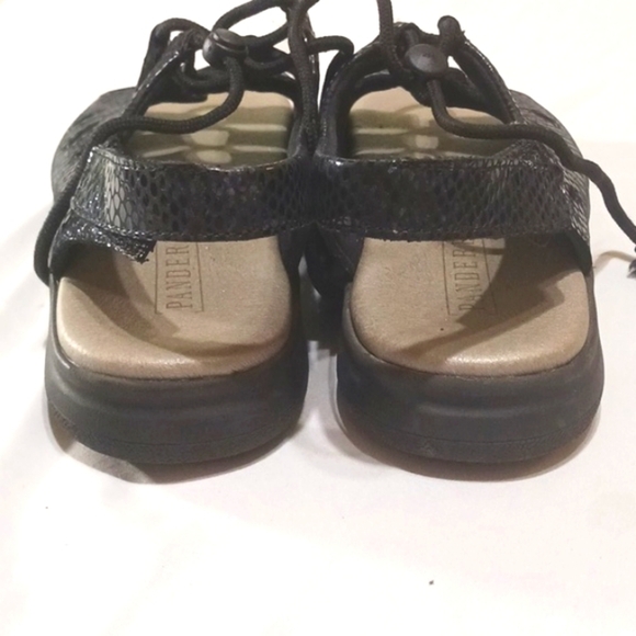 Pandere Tango Black Leather Snakeskin Embossed Bungee Comfort Sandals - Picture 6 of 10